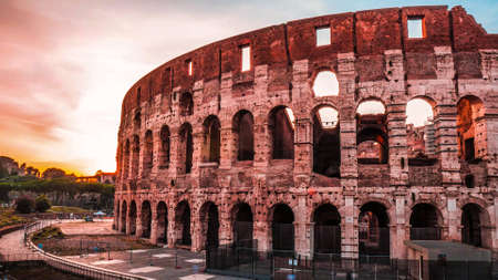 The Colosseum or Coliseum, also known as the Flavian Amphitheatre in Rome, Italyの写真素材
