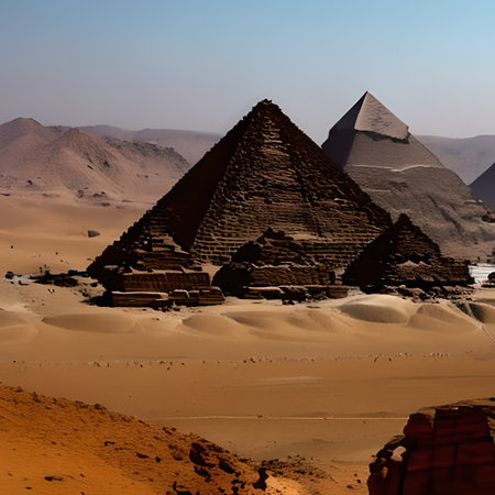 The pyramids of Giza in Egypt, one of the wonders of the world.の素材