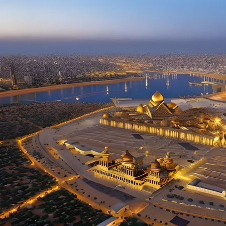Aerial view of Grand Mosque in Abu Dhabi, United Arab Emiratesの素材