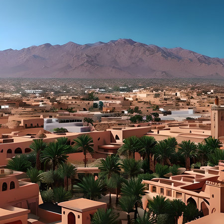 Panoramic view of the city of Ouarzazate, Moroccoの素材