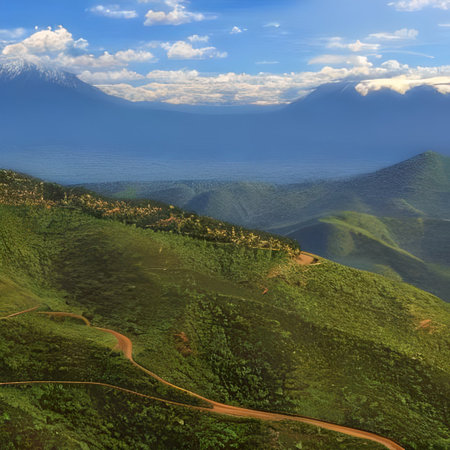 Aerial view of Mount Rinjani, Lombok, Indonesiaの素材