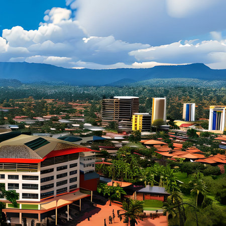 Aerial view of the city. 3D render. 3D illustrationの素材