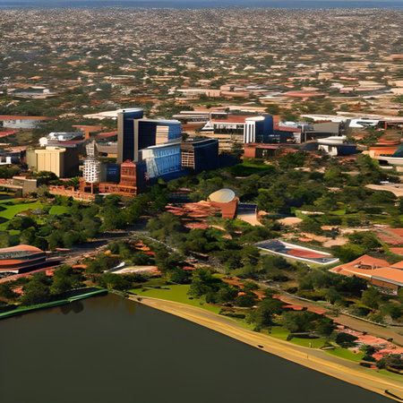 Aerial view of the city of Johannesburg, South Africa.の素材