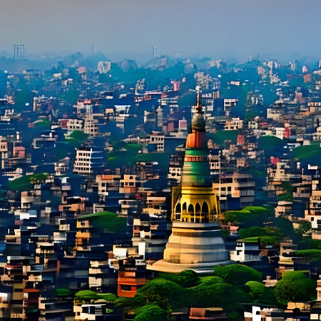 Buddhist pagoda at the top of Swayambhunath, Kathmandu, Nepalの素材
