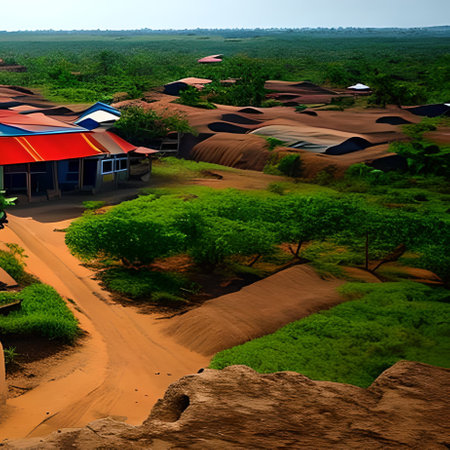 Aerial view of small village in rural area of Kenya. Africaの素材