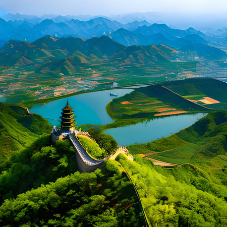Majestic Landscape of the Great Wall in Beijing, Chinaの素材