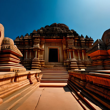 Buddhist temple in Khajuraho, Madhya Pradesh, Indiaの素材