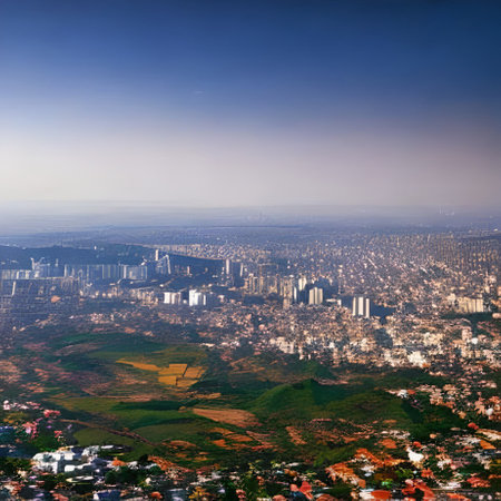 Aerial view of the city of Chiang Mai, Thailand.の素材