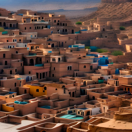 Aerial view of the old city of Yazd, Iran.の素材