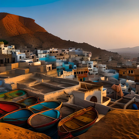 Sunset view of the city of Hurghada, Egypt.の素材