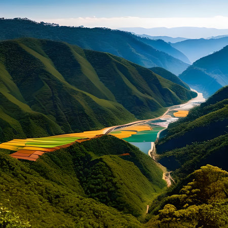 Aerial view of the Sapa valley in Vietnam. Sapa is a mountainous region in northwest Vietnam.の素材