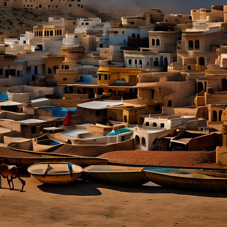 Fishermen's houses in the medina of Essaouira, Moroccoの素材