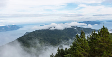 Panoramic view of the Pacific Ocean from Mount Tahtali