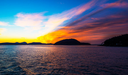 Beautiful sunset on the sea at Koh Samui, Thailand.の写真素材
