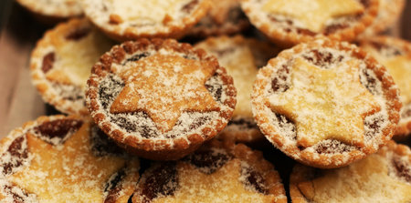 Christmas cookies with icing sugar, close-up, selective focus.の写真素材