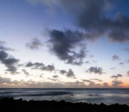 Sunset over the Atlantic Ocean in Tenerife Canary Islands Spainの写真素材