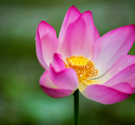 Lotus flower blooming in the pond, pink water lilyの写真素材