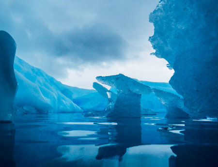 Ice formations and icebergs in Glacier Lagoon, Iceland, Europe