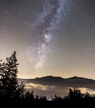 Milky Way over Lake Tahoe at Night, California, USA
