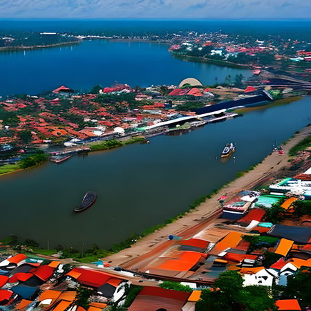 Aerial view of the city of Hoi An, Vietnam.の素材