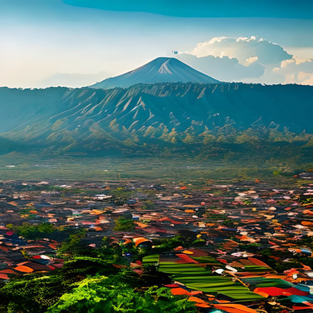 Panoramic view of Mount Bromo, Java island, Indonesiaの素材