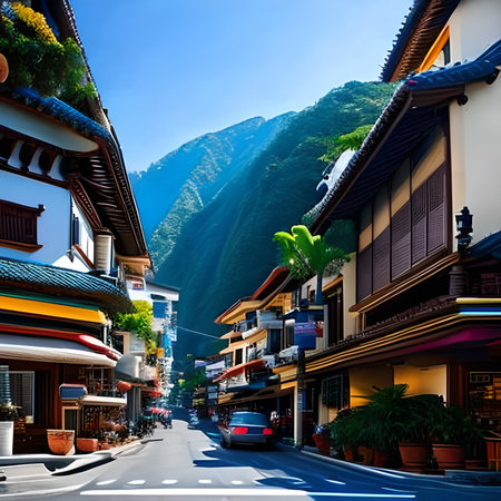 Traditional architecture of Takayama, Japan. Takayama is a small town in Nagano Prefecture, Japan.の素材