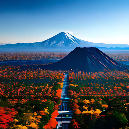 Mt. Fuji in autumn season at Yamanashi, Japanの素材