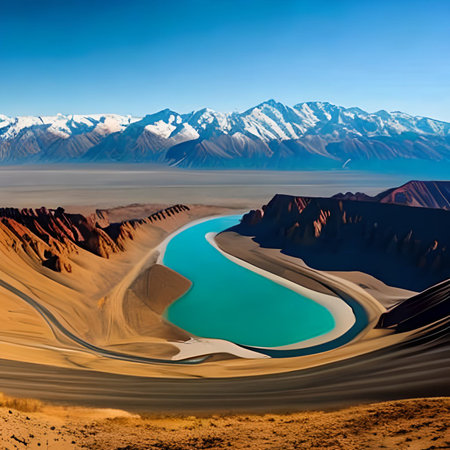 Beautiful view of turquoise lake in Death Valley National Park, California, USAの素材