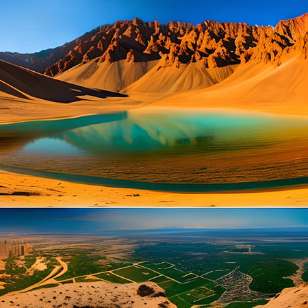 Collage of beautiful landscapes in Death Valley National Park, California, USAの素材