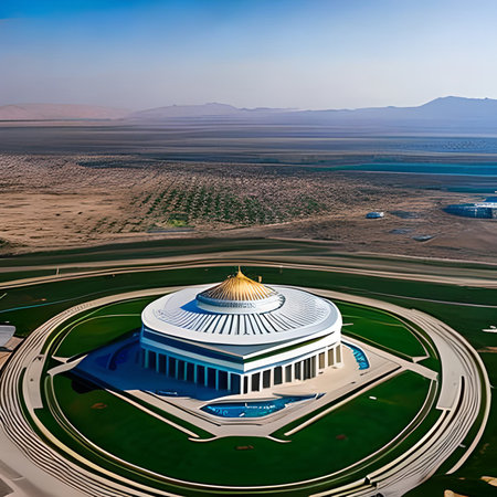 Aerial view of the National Mall in Negev desert, Israelの素材