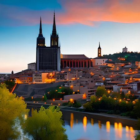 Toledo cityscape at sunset, Spain. Toledo is the capital of the province of Toledo.の素材
