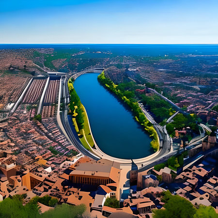 Aerial view of the city of Madrid, Spain. Panoramic view.の素材