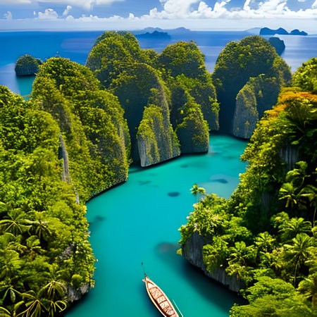 Panoramic view of Phi Phi island, Krabi, Thailandの素材
