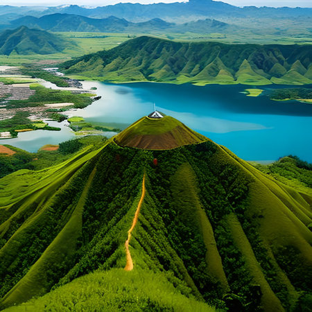 Aerial view of Mount Bromo volcano, Java island, Indonesiaの素材