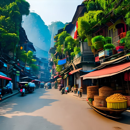Fenghuang Ancient Town, Hunan Province, Chinaの素材