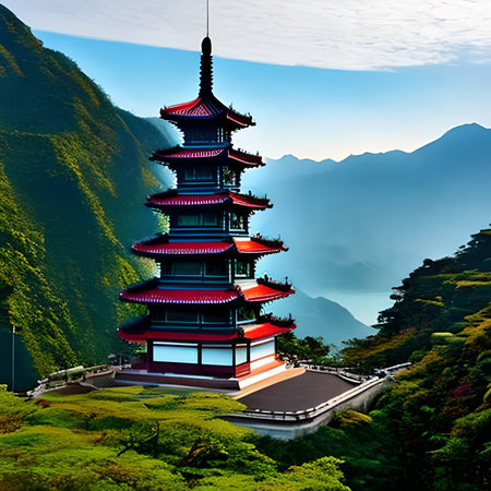 Pagoda in the mountains of Madeira island, Portugal.の素材