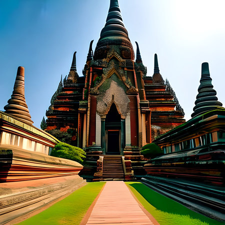 Wat Phra Kaew, Temple of the Emerald Buddha, Bangkok, Thailandの素材