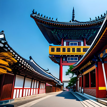 Korean traditional buildings in Gyeongbokgung, South Koreaの素材
