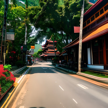 Street view of Chinatown in Singaporeの素材