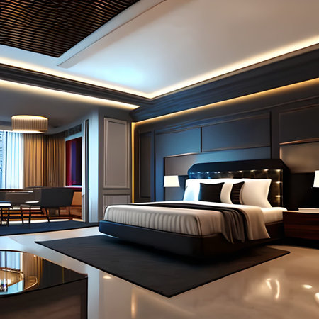 3d rendering luxury hotel bedroom suite in classic style with wood floorの素材
