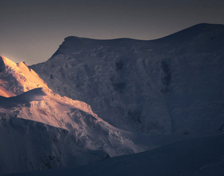 Mountain landscape at sunset. Caucasus Mountains, Georgia, region Gudauri.の写真素材