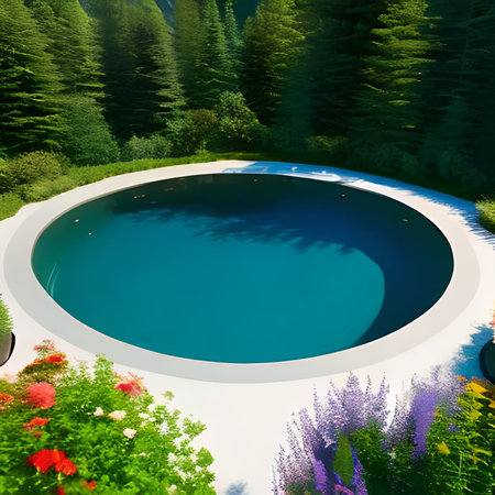 Luxury swimming pool in the mountains,3d render.の素材