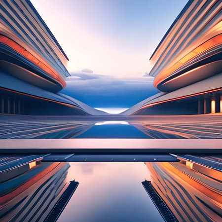 3D render of modern architecture. Futuristic background for presentation.の素材