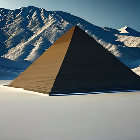 Egyptian pyramid in the desert. 3D rendering. Computer digital drawing.の素材