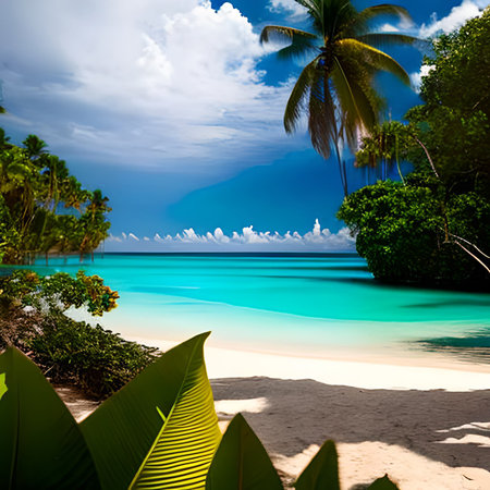 Tropical beach at Seychelles, Mahe islandの素材