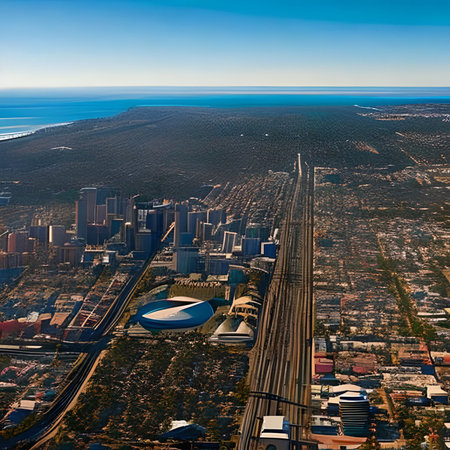 Aerial view of Downtown Los Angeles, California, United States.の素材
