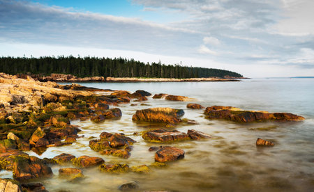 Rocky coast of Lake Ladoga, Ladoga lake, Russiaの写真素材