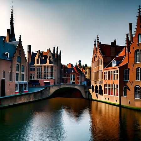 Canal in Bruges, Belgium. Beautiful cityscape.の素材
