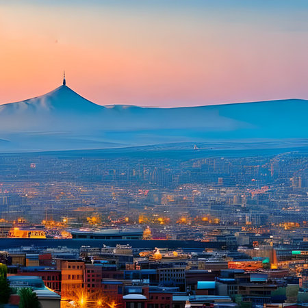 Panoramic view of the city of Turin at sunset, Italyの素材