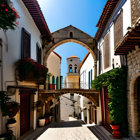 Alleyway in the old town of Rethymno, Crete, Greeceの素材